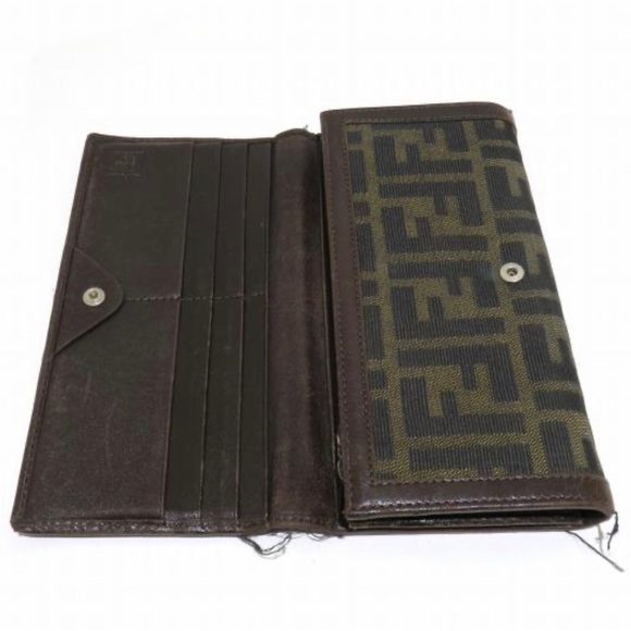FENDI Zucca pattern brown long wallet unisex Authentic - Picture 6 of 6